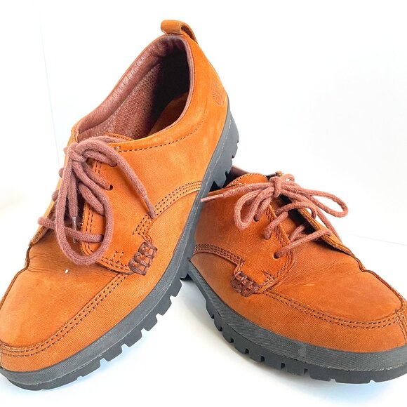 TIMBERLAND Womens Casual Sneakers Size 7M Brown Leather Lace Up Walking Comfort - Picture 1 of 10